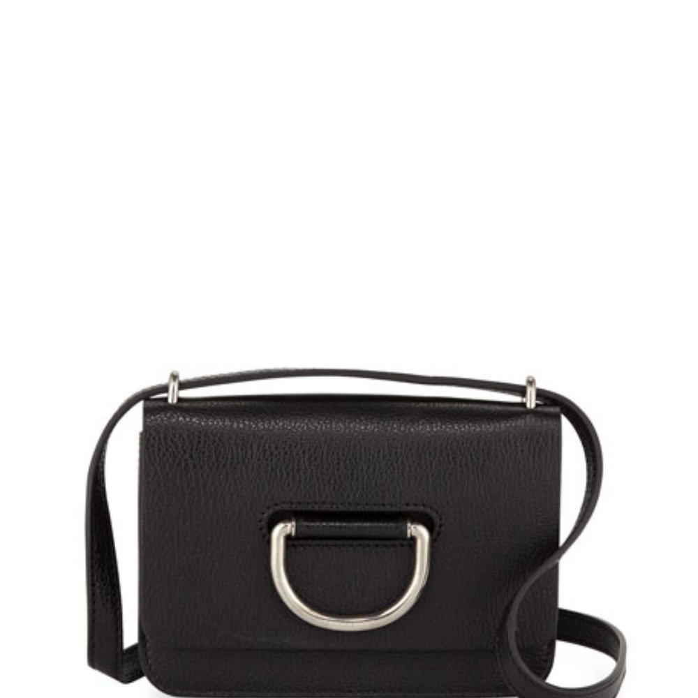 BURBERRY Mini D-Ring Leather Crossbody Bag, Black